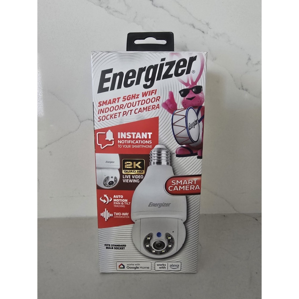 Energizer Smart Outdoor 2K QHD HD Light Bulb Socket Wi-Fi Security Camera